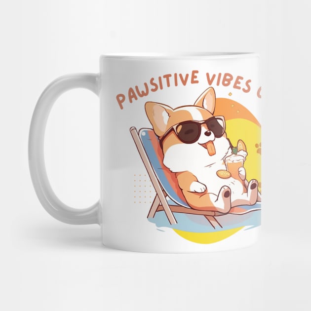 Cute Corgi T-Shirt Pawsitive Vibes Only For Dog Mom Corgi Lover Gift For Dog Lover For Corgi Dad Funny Pet Positive by DaddyIssues